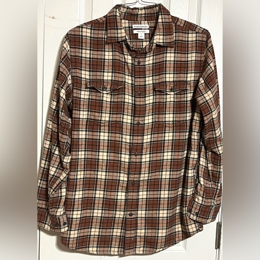 Amazon Essentials Brown Plaid Shirt
